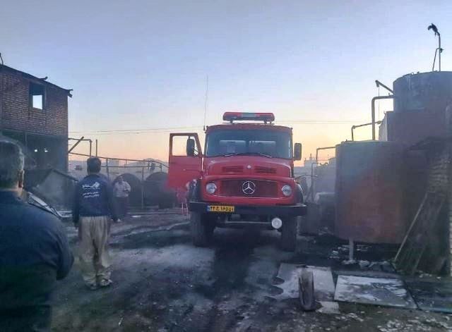 آتش سوزی در کارخانه تصفیه روغن قروه: