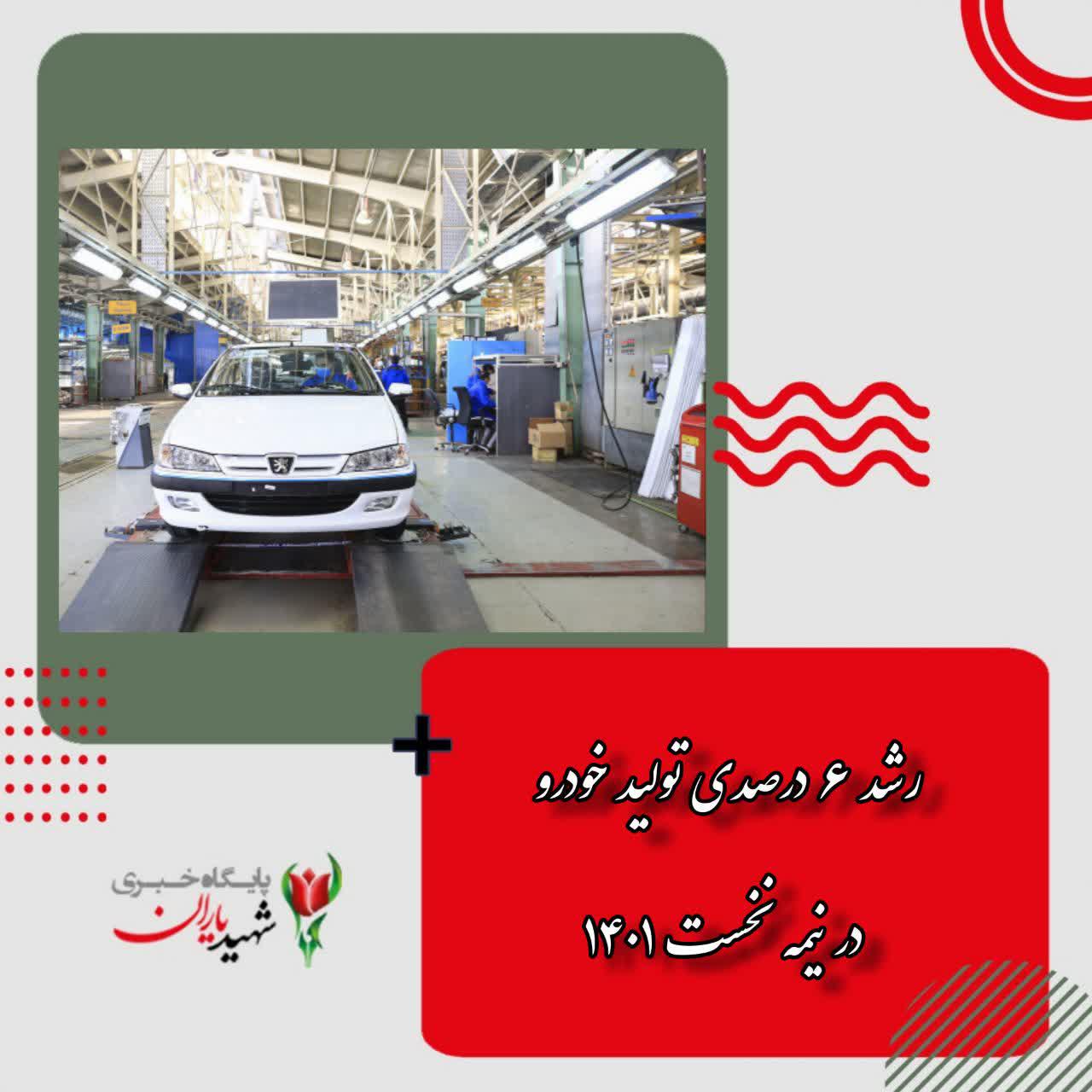 آمارهای وزارت صمت نشان می‌دهد؛ رشد ۶ درصدی تولید خودرو در نیمه نخست ۱۴۰۱