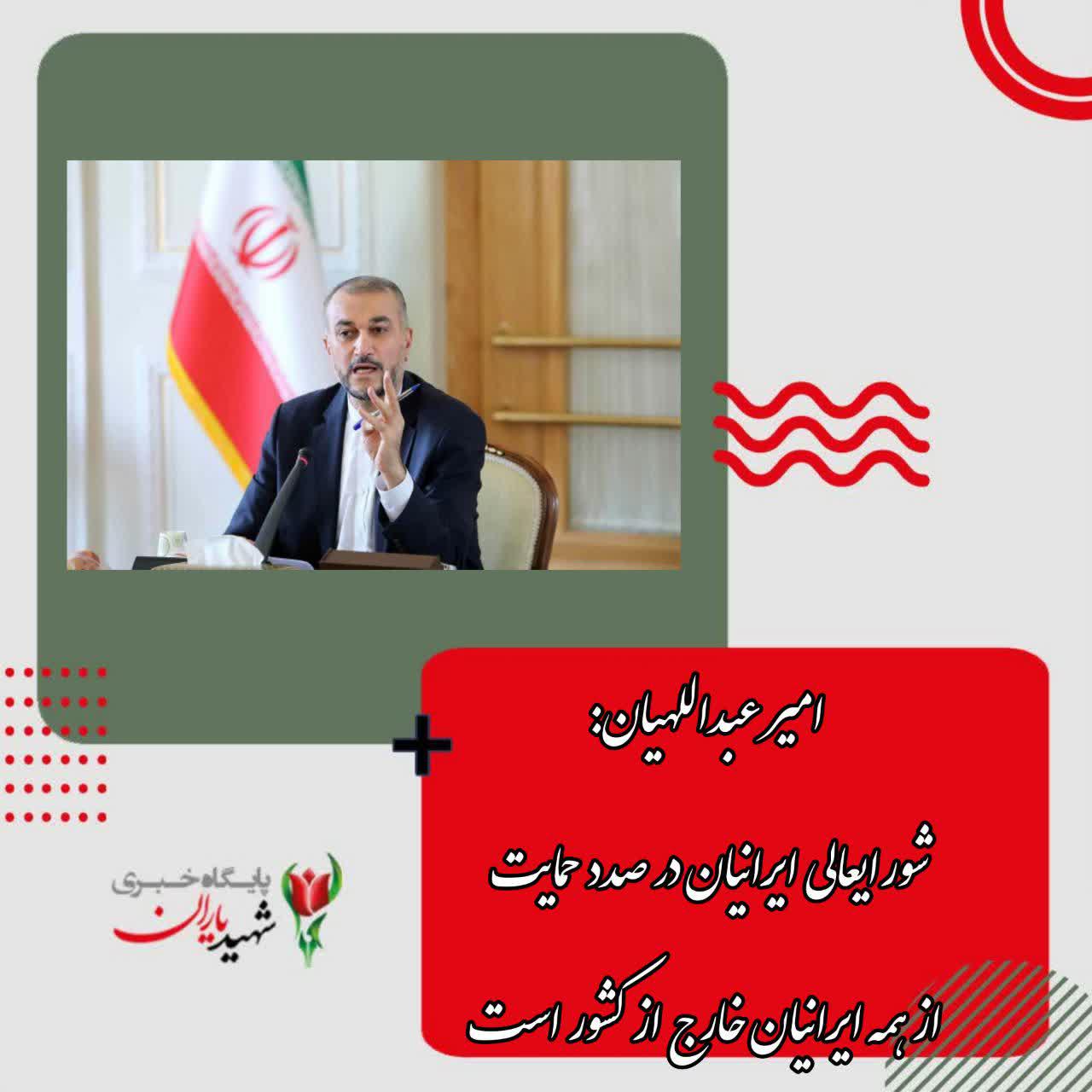امیر عبداللهیان: شورایعالی ایرانیان در صدد حمایت از همه ایرانیان خارج از کشور است