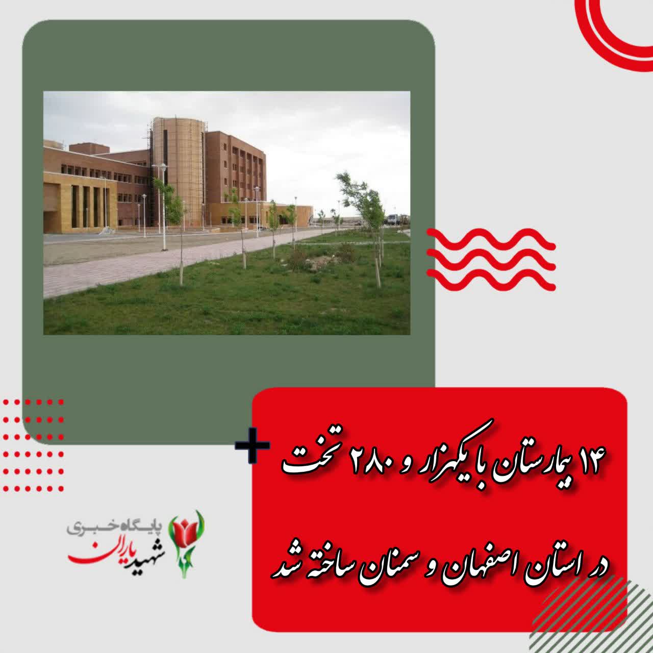 ۱۴ بیمارستان با یکهزار و ۲۸۰ تخت در استان اصفهان و سمنان ساخته شد