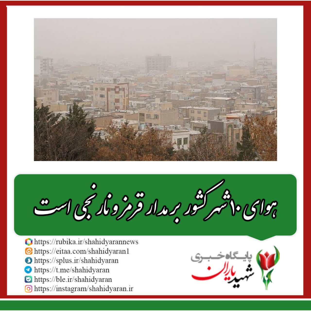 وضعیت شاخص کیفیت هوای کلان‌شهرهای کشور؛